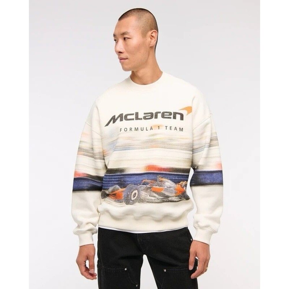 Abercrombie & Fitch Men’s McLaren Formula 1 F1 Racing Graphic Sweatshirt XXL